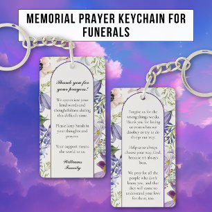 Porte-clés Prière mémorielle florale élégante violette
