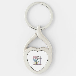 Porte-clés Priez Attendez Croyez Croix Chrétien Vintage