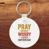 Porte-clés Priez Plus Inquiétez Moins Matthew 6_34 Conception (Recto)
