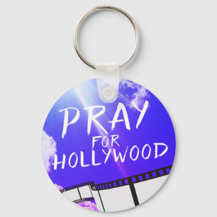 Porte-clés Priez pour Hollywood en violet céleste