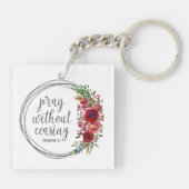Porte-clés Priez Sans Cesser Floral (Dos)
