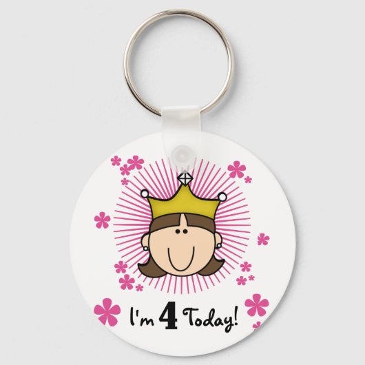 Porte-clés Princess 4th Birthday Tshirts et cadeaux (Recto)