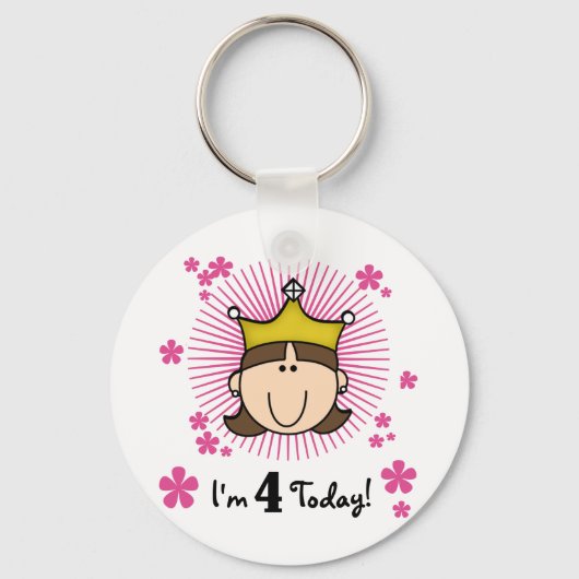 Porte-clés Princess 4th Birthday Tshirts et cadeaux (Recto)