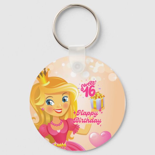 Porte-clés Princesse 16e anniversaire (Recto)