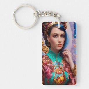 Porte-clés Princesse avec tenue turquoise décorative