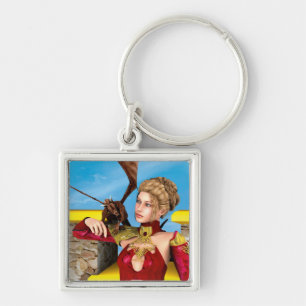 Porte-clés Princesse Dragon Fantastique Art Numérique