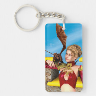 Porte-clés Princesse Dragon Fantastique Art Numérique