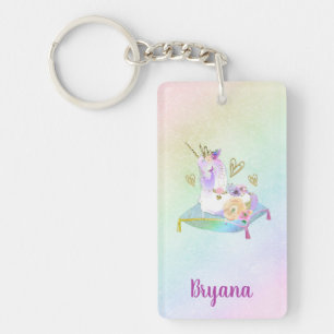 Porte-clés Princesse Licorne Diva Arc-en-ciel Pastel Iridesce