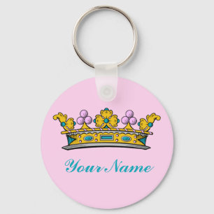 Porte-clés Princesse personnalisée Crown sur le rose