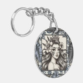Porte-clés Princesse polynésienne Bleu Floral Tribal (Devant gauche)