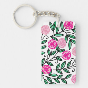 Porte-clés Printemps été coloré rose floral amusant et aléato