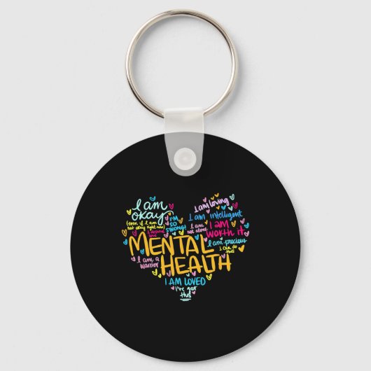 Porte-clés Problèmes de santé mentale Sensibilisation Coeurs  (Recto)