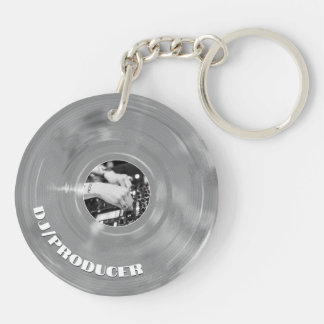 Porte-clés Producteur de musique argentée rétro DJ Disque vin