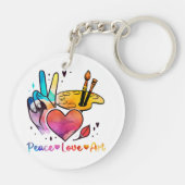 Porte-clés Professeur D'Art Peace Love Art Pour Artistes Et P (Dos)