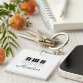 Porte-clés Professeur de piano Maestra Clavier avec nom (Devant Droit)
