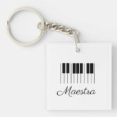 Porte-clés Professeur de piano Maestra Clavier avec nom (Devant)