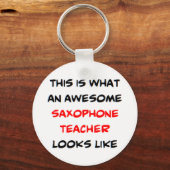 Porte-clés professeur de saxophone, génial (Recto)