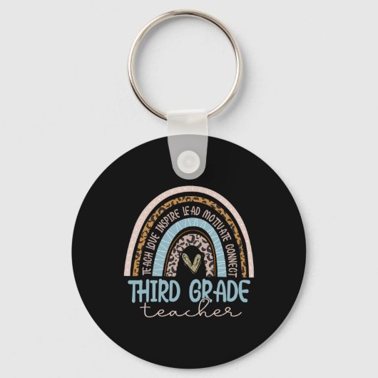 Porte-clés Professeur de troisième année Léopard Boho Arc-en- (Recto)