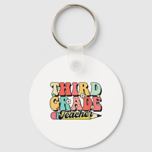 Porte-clés Professeur de troisième année rétro groovy premier