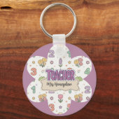 Porte-clés Professeur d'école violet motif de nombres  (Recto)