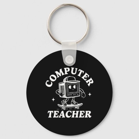 Porte-clés Professeur d'informatique Skateboard informatique (Recto)