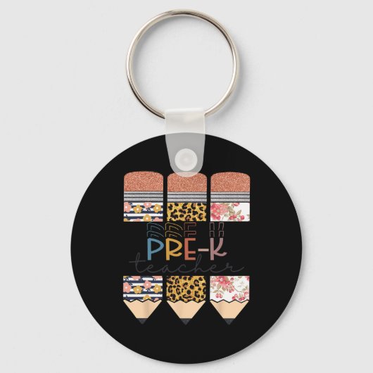 Porte-clés Professeur Fun Leopard Pencil Joyeux Premier Jour (Recto)