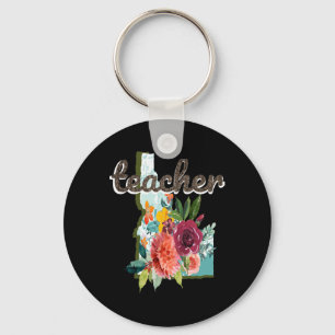 Porte-clés Professeur Idaho Aquarelle Fleur Mignonne Éducateu