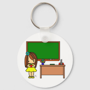 Porte-clés Professeur mignon dans sa salle de classe tenant