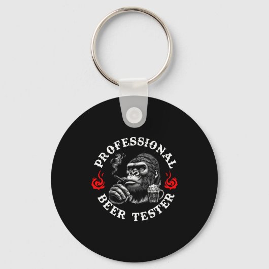 Porte-clés Professional Beer Tester Funny Drinking Monkey Quo (Recto)