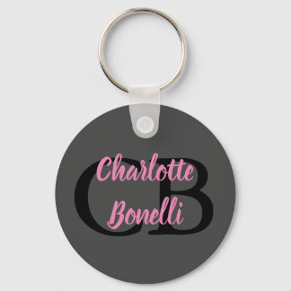 Porte-clés Professionnel Moderne Monogramme Nom Minimaliste