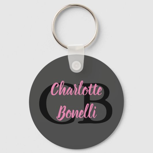 Porte-clés Professionnel Moderne Monogramme Nom Minimaliste (Recto)