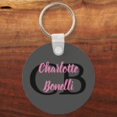 Porte-clés Professionnel Moderne Monogramme Nom Minimaliste (Recto)