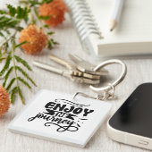 Porte-clés Profitez de la Citation Inspirationnelle de Voyage (Devant Droit)