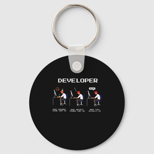 Porte-clés Programmeur développeur Coder ordinateur Geek Nerd (Recto)