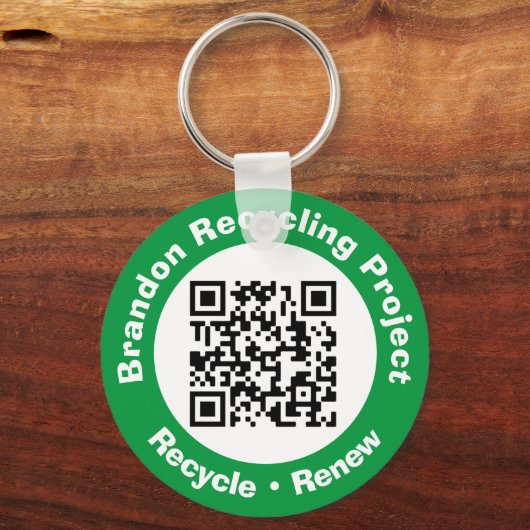 Porte-clés Projet de recyclage QR Code Recycle & Renouveler. (Verso)