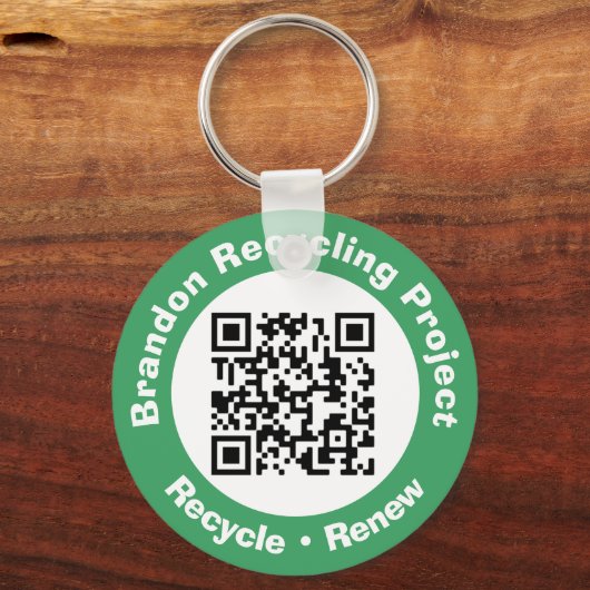 Porte-clés Projet de recyclage QR Code Recycle & Renouveler. (Recto)