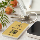 Porte-clés promo logo entreprise code QR or (Devant droit)