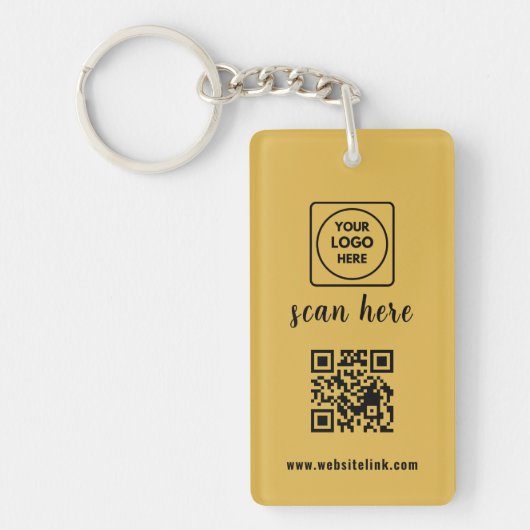 Porte-clés promo logo entreprise code QR or (Devant)