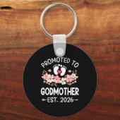 Porte-clés Promoted To Godmother 2026 First Time Floral New G (Recto)