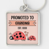 Porte-clés Promoted to Grandma ladybugs peach (Devant)