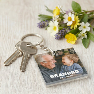 Porte-clés Promu Grand-Père Photo Établie