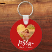 Porte-clés Propre Photo Red Heart Frame Moderne Calligraphie (Verso)