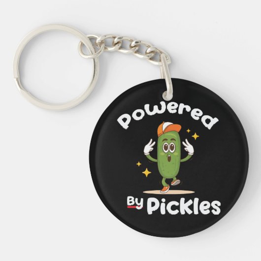 Porte-clés Propulsé par Pickles Aliment Cornichon Drôle (Devant)