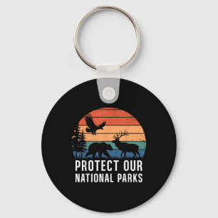 Porte-clés Protéger nos parcs nationaux Retro Wildlife Conser