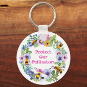 Porte-clés Protéger nos pollinisateurs Fleurs d'abeilles (Recto)