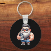 Porte-clés Protéine de Whey Gnome Papa Funny Bodybuilder Grap (Recto)