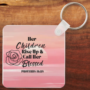 Porte-clés Proverbes 31:28 Porte - clé Rose