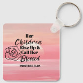 Porte-clés Proverbes 31:28 Porte - clé Rose (Dos)