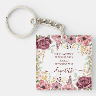 Porte-clés Proverbes 31 Élégante écriture de fleur rose past