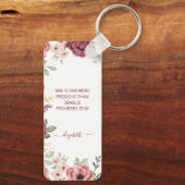 Porte-clés Proverbes 31 Élégante écriture de fleurs rose past (Verso)